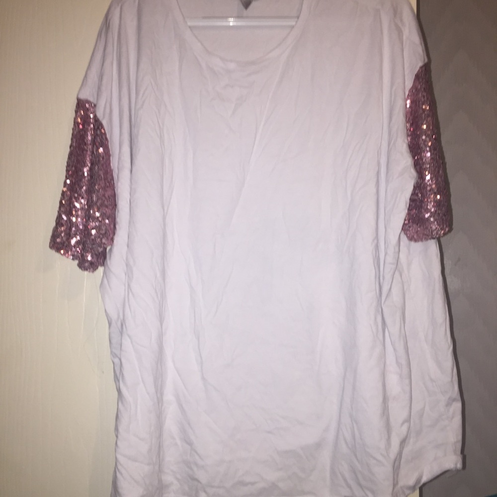 NEW ASOS short sleeve tee with glitter sleeves XXL